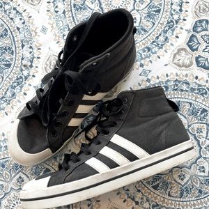 Adidas Bravada Mid high top sneaker shoes - Black and White - Size 10 Women